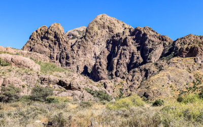 Large volcanic rock formations along the Dripping Springs Trail in Organ Mountains-Desert Peaks NM