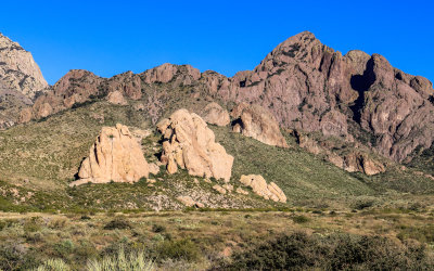 View of La Cueva from the park road in Organ Mountains-Desert Peaks NM