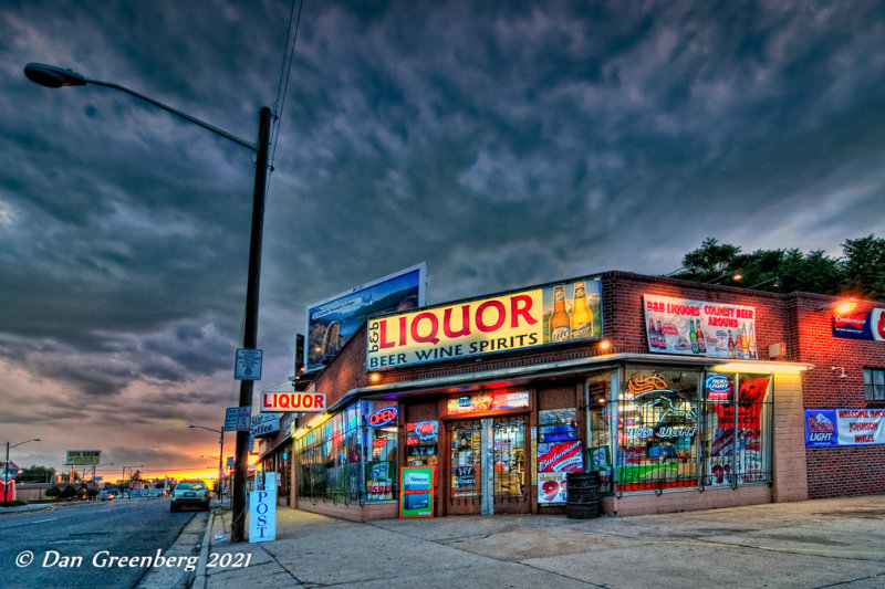Liquor Store at Dusk in HDR
