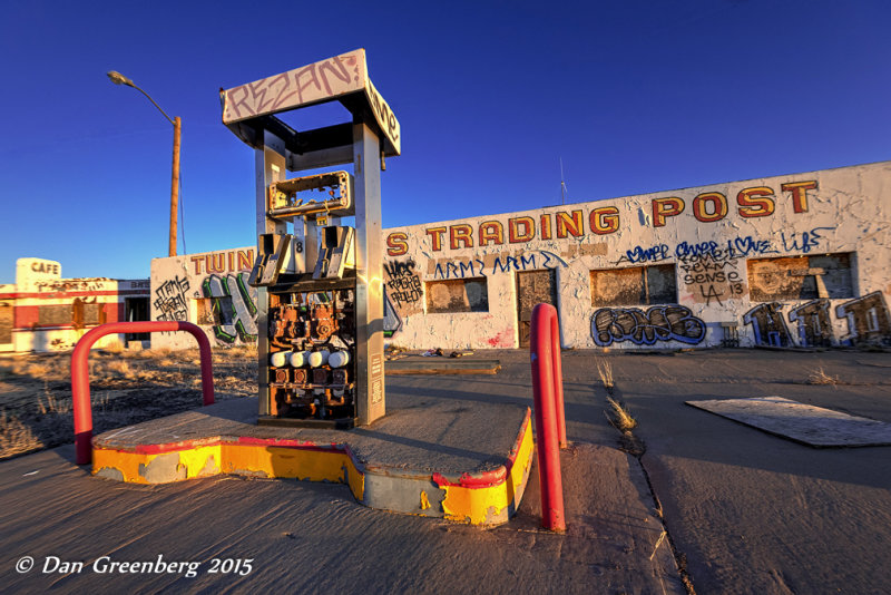 Old Gas Pump and Ruins