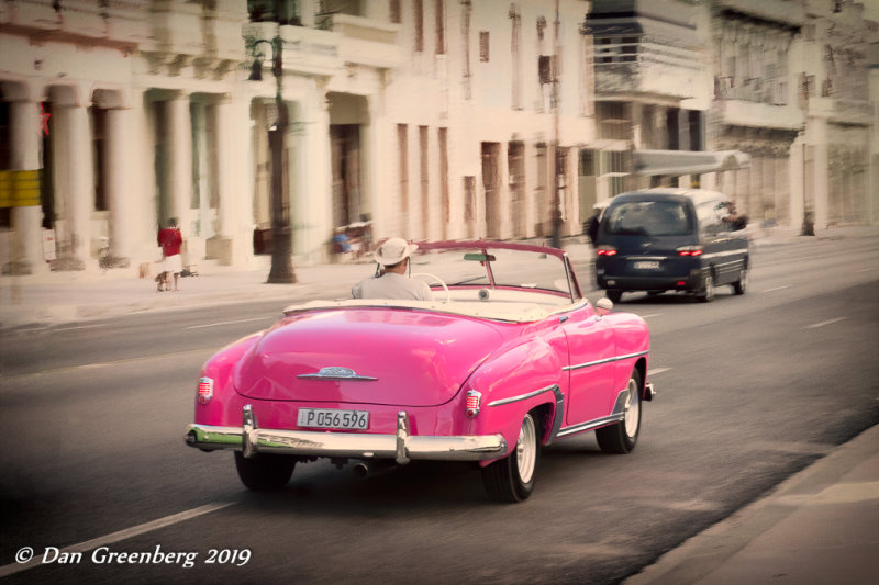 Pink Chevy on the Malecon