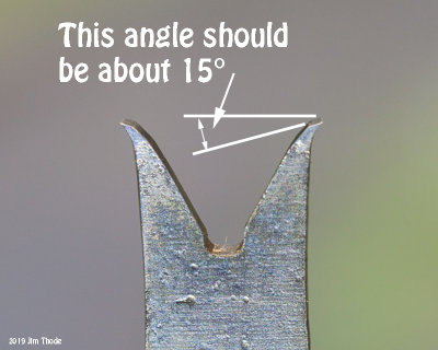 Inside angle should be about 15