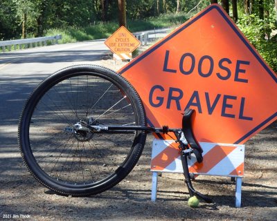 Loose gravel a unicycles don't mix well