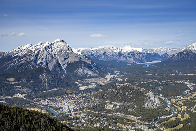 Banff Townsite, Cascade Mountain and Lake Minnewanka