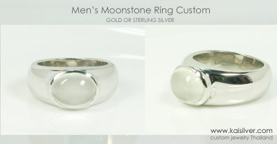 Men's Silver Ring With Moonstone