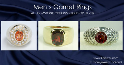 Garnet Ring For Men, Custom Made In Gold Or Silver 