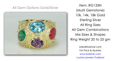 Gemstone Ring With Many Gems Gold Or Silver