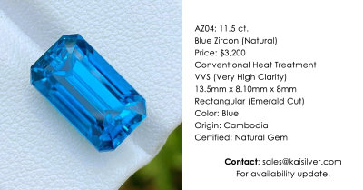 Blue Zircon Big Blue Natural Gemstone From Cambodia 