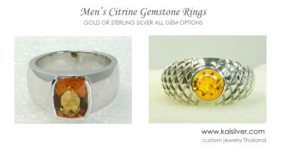 Men's Ring With Citrine Gemstone 