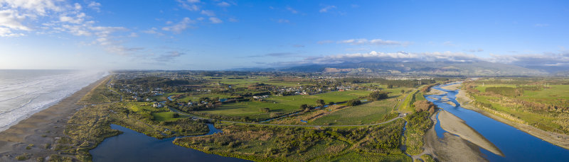 3 August 2019 - took the Mavic to the Otaki river mouth - 4 photos stitched to make this