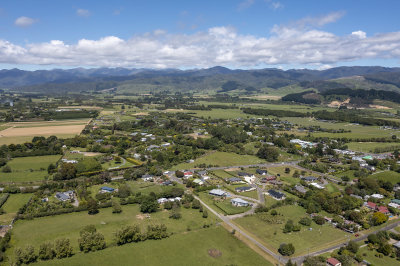 aerial shot of Ohau Village looking east