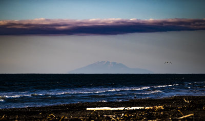 from time to time you can see Ruapehu from the beach - excessive pushing in photoshop
