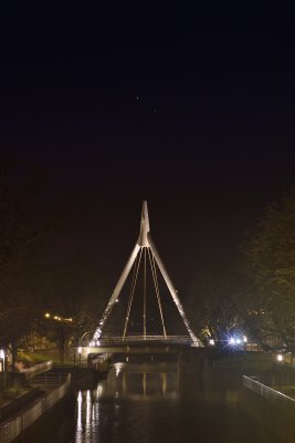 Passage de Jupiter et Saturne à la verticale de la flèche du Pont de la Fonderie
