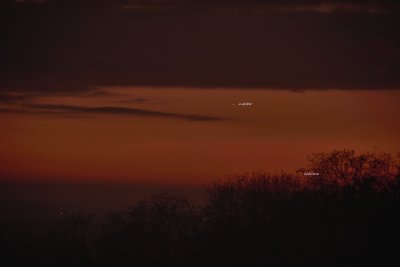Dernière capture du duo Jupiter/Saturne, dans les lueurs du couchant