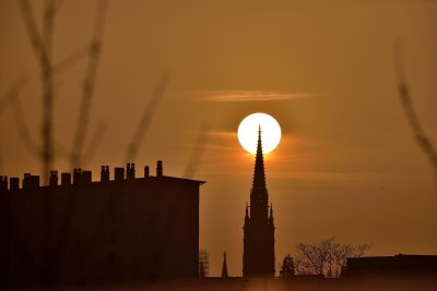 Coucher de soleil, Temple St-Etienne
