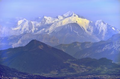Massif du Mont-Blanc depuis le col de la Faucille, Haut-Jura