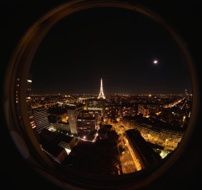 Paris by night au fish-eye