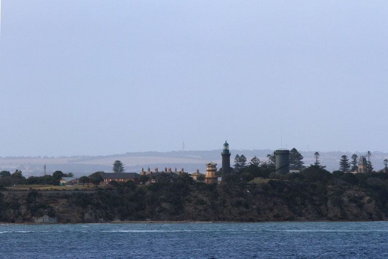 Around 7:30 pm while on ship saw Port Phillip Head lights: 1st up was Queenscliff High.