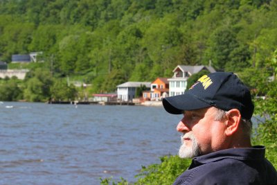 Howard relaxing on the lake, Ithaca city park at bottom of lake