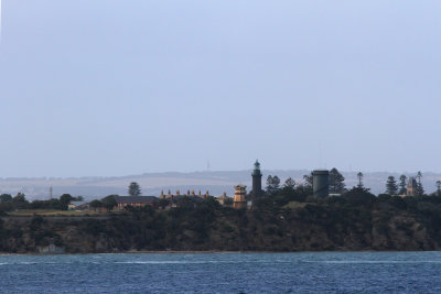 Around 7:30 pm while on ship saw Port Phillip Head lights: 1st up was Queenscliff High.