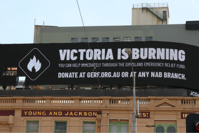 Back in Melbourne, I walked around Federation Square & saw this sad sign.
