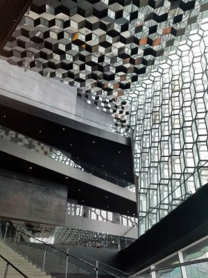 Harpa inside, where we had breakfast before being taken to ship