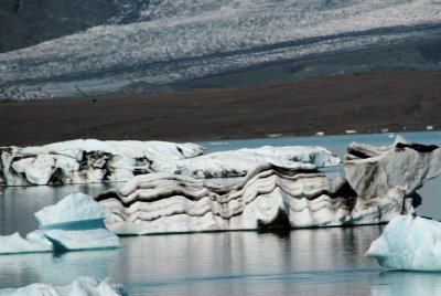 The beach is between Jokulsarlon & Fjallsarlon lagoons.