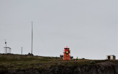  Arnarnes lighthouse - work being done (from Gudron K boat to Vigur)