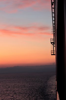 Sirena ladder at dawn before reaching Bozcaada