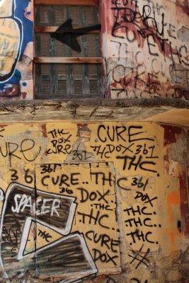 Funky grafitti. Someone thinks THC cures everything!
