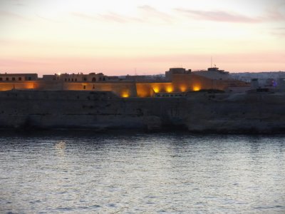 Lights on Valletta as we left harbor