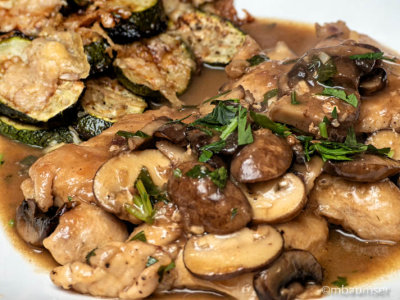 Chicken Marsala, Roast Zucchini with Parm