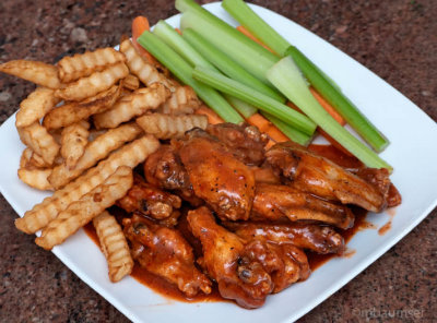 Buffalo Wings, Fries, Celery & Carrot sticks