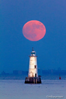 Moon Rise Over Great Beds Lighthouse NJ 158999
