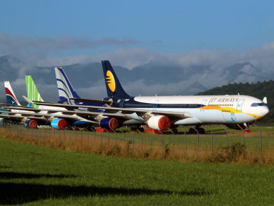 Various airliners in storage