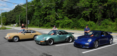 1968 Porsche 911L, 1977 Porsche 911 Turbo (930) and 2010 Porsche 911 GT3 (997.2), Porsche Club of America driving tour (3662)