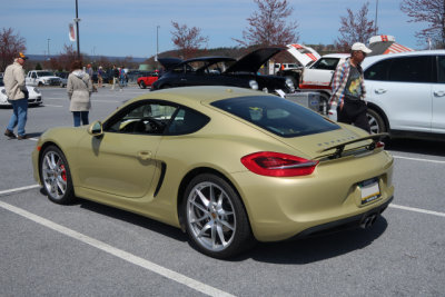 2015 Porsche Cayman S (981), Lime Gold Metallic, For-Sale Car Corral, Porsche Swap Meet in Hershey, PA (0893)