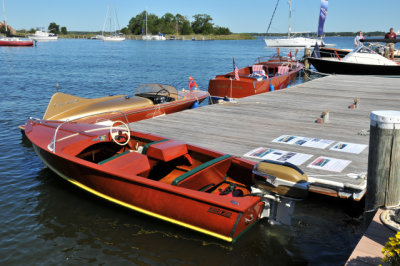 1957 Whirlwind 14-foot Runabout, foreground, and 1955 18-foot Chris Craft Cobra (4606)