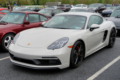 2019 or 2018 718 Cayman GTS in Chalk (called Crayon in the UK), spectator car, Porsche Swap Meet in Hershey, PA (3312)