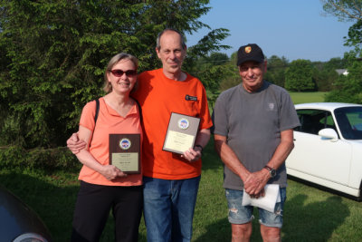 Kris & Rich T, 1st Place, with guest rally master Bob R, PCA Chesapeake TSD Rally (3535)