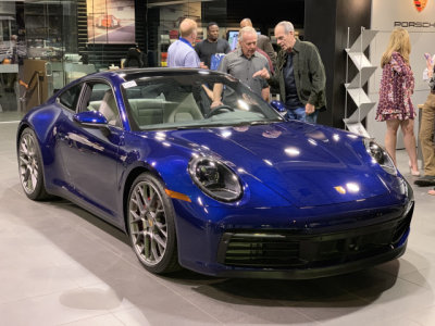 2020 Porsche 911 Carrera S (992) in Gentian Blue at Porsche of Towson launch party (2009)