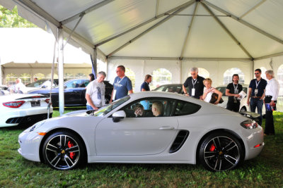 2019 Porsche 718 Cayman S in Chalk (aka Crayon in the UK), dealer display at 2019 Radnor Hunt Concours in Malvern, PA (6669)