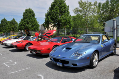 2011 Vintage Ferrari Event, Ferrari 575M Maranello, right, with two 328s and a 308 (8845)