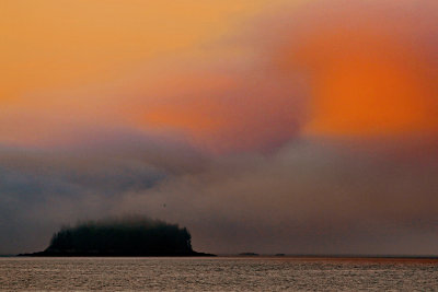 Island with orange sky