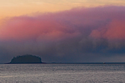 Orange and purple over island