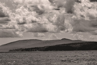 Bay with clouds over mainland