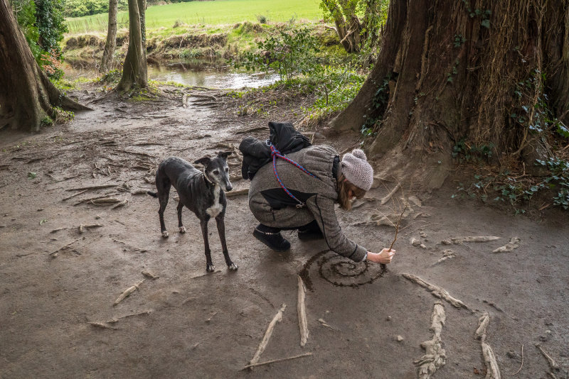 Angela and the hounds in Powerscourt