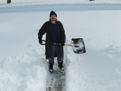in Kenosha shoveling that snow