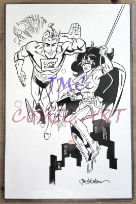 5. “E-Man & Huntress” - 11x17 - Joe Staton B&W - Joe’s Banner Art ...