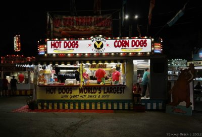World's Largest Hot Dog...  World's shortest queue